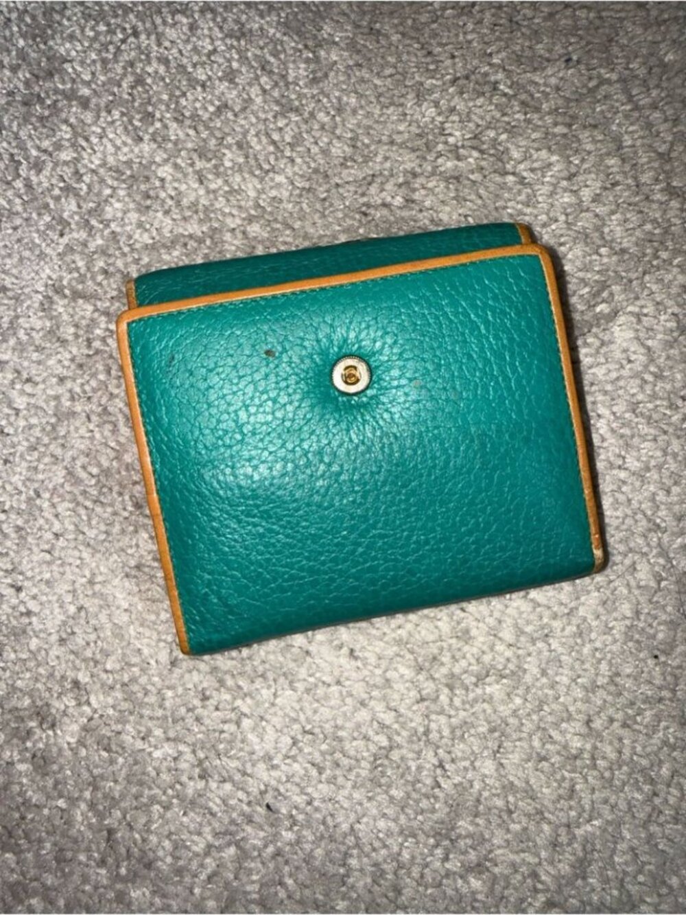 Dior Vintage Green Pebbled Leather Wallet with Tan Trim - Picture 8 of 9